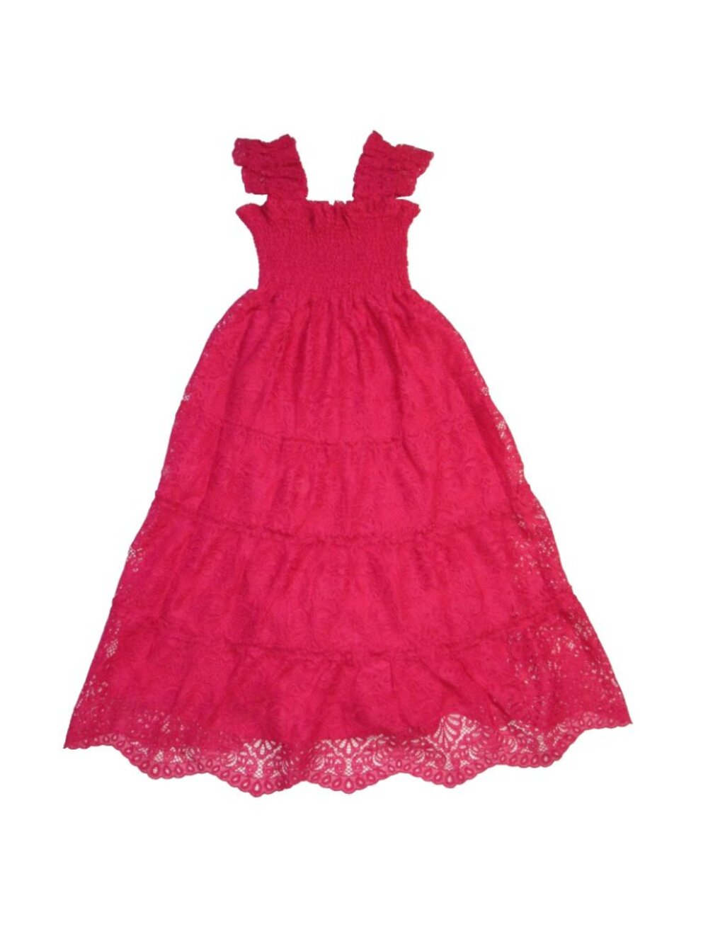 NWT Hill House Ellie Nap in Cerise Red Lace Smocked Midi Dress S - Picture 3 of 8
